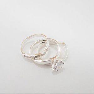Stackable simulated diamond engagement ring